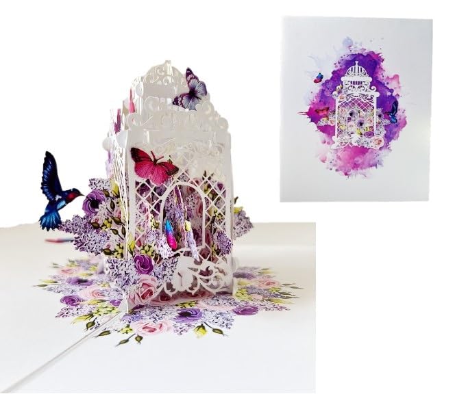 Carte pop-up 3D colibri pour remplacer les fleurs périssables