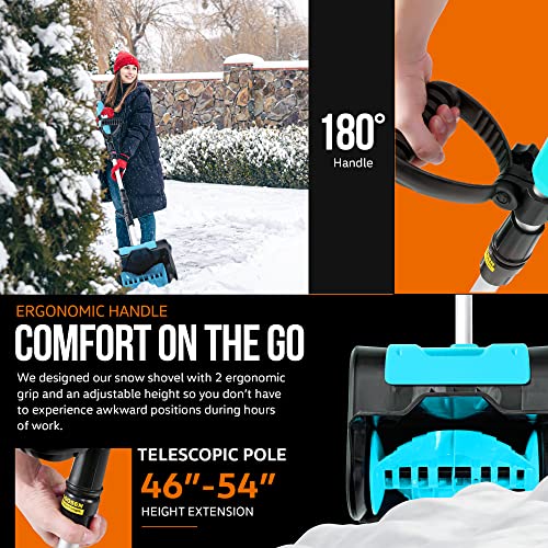 Superhandy Snow Thrower Power Shovel 4Ah Dc 20V Upgraded Design, Cordless Rechargeable, Lightweight 10" In. Width 5" In. Depth, 25' Ft Throwing Distance, 300 Lbs Per Min #TOP3