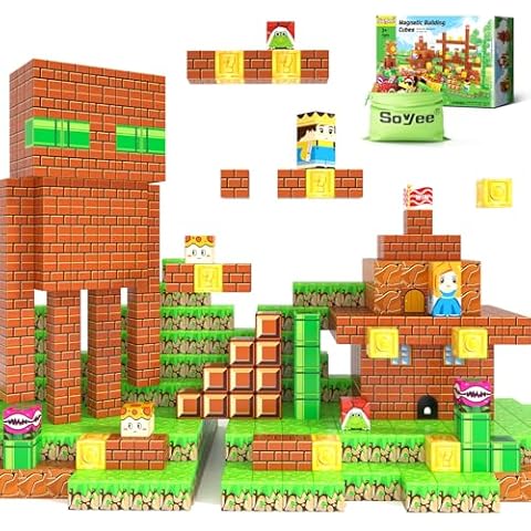 108PCS Magnetic Blocks Building Toys - Build Mine Magnet World Game Adventure Set 1'' Magnet Building Blocks Cubes Boys Girls Toys Ages 3-5 4-6 5-7 6-8 Kids Gifts for 3-12 Years Old Cover