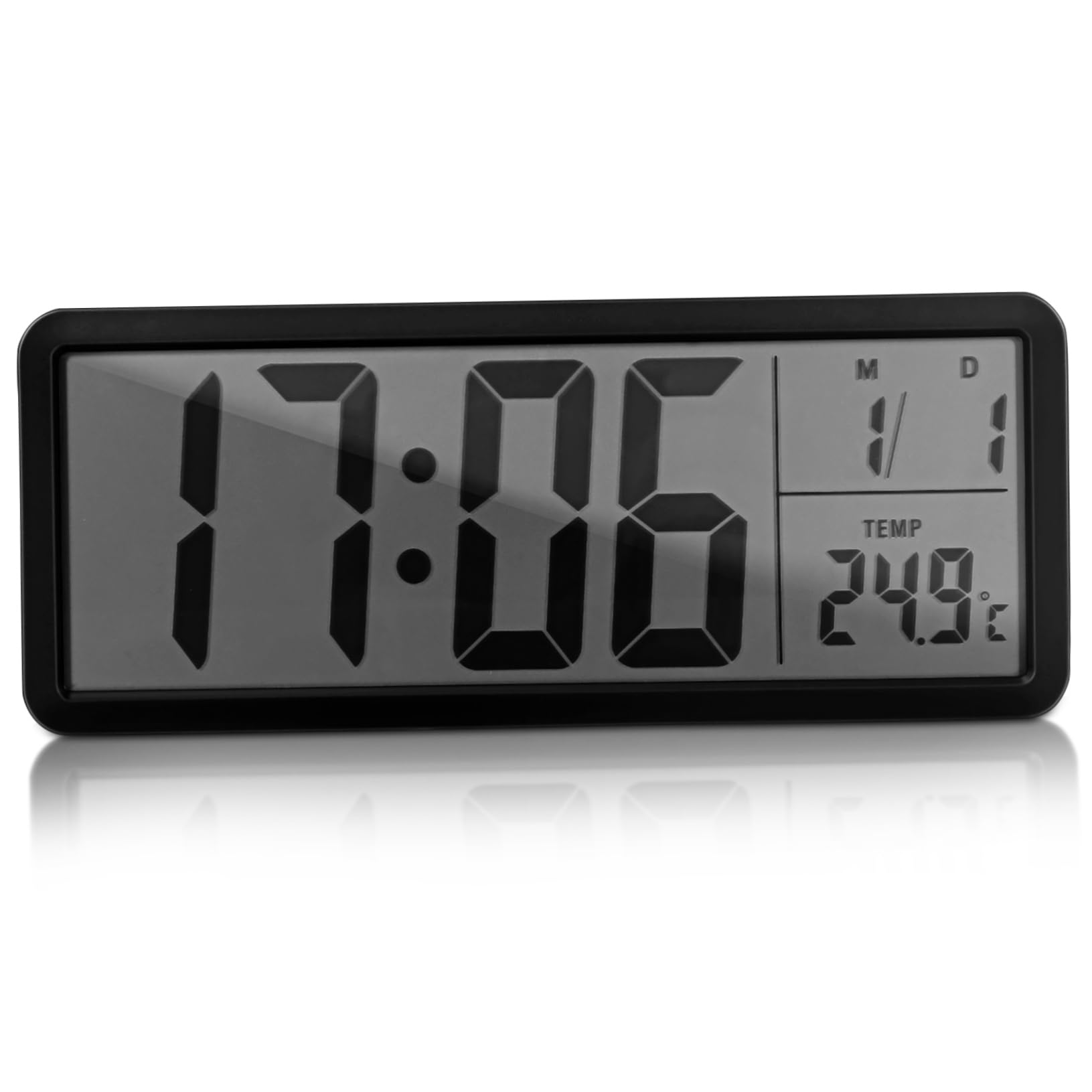 UKCOCO Reloj de Pared Digital Moderno con Pantalla LED Indicador de Fecha y Temperatura Sensor Integrado para Control Montaje Pared para Dormitorio Salón y Oficina