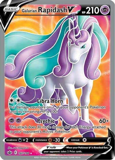 rapidash stage 1 pokemon card value Galarian V - 167/198 - Full Art Ultra Rare - Sword & Shield Evolves from Ponyta Type Rapidash | Diamond & Pearl—Stormfront