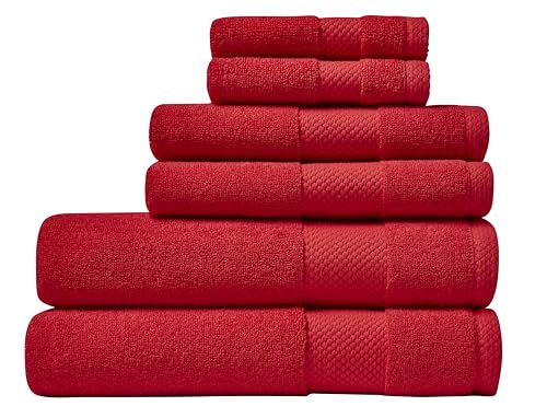 Lacoste Heritage Anti-Microbial Supima Cotton 6-Piece Towel Set 2 Bath Towels 2 Hand Towels 2 Washcloths Formula 1 Highly Absorbent & Quick Drying Bathroom Essential Machine Washable