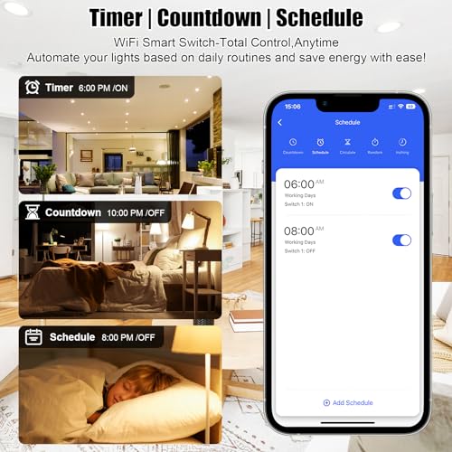 Interruptor inteligente WIFI pack de 4 interruptores de luz para Alexa y Google Home 6