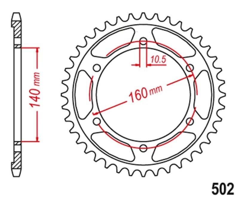 Piñón Trasero de Motocicleta 530 45T para Kawasaki