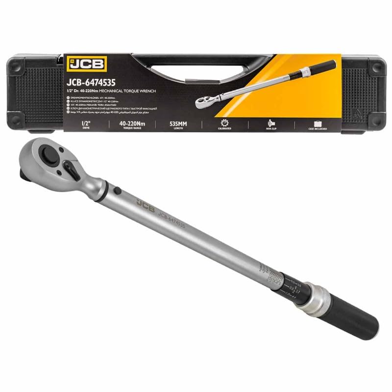 JCB Llave dinamométrica mecánica de 1/4 pulgadas de trinquete de mano para coche (llave dinamométrica mecánica de 1/2 pulgada Dr. 40-220N/M)