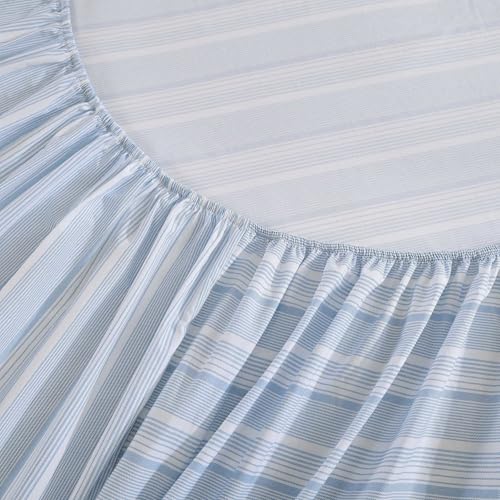 Image of Tommy Hilfiger - Queen Bed Sheets, Crisp & Cool Cotton Percale Bedding with Matching Pillowcases, Lightweight Bed Set, Oeko-Tex Certified (Sailing Stripe Blue)