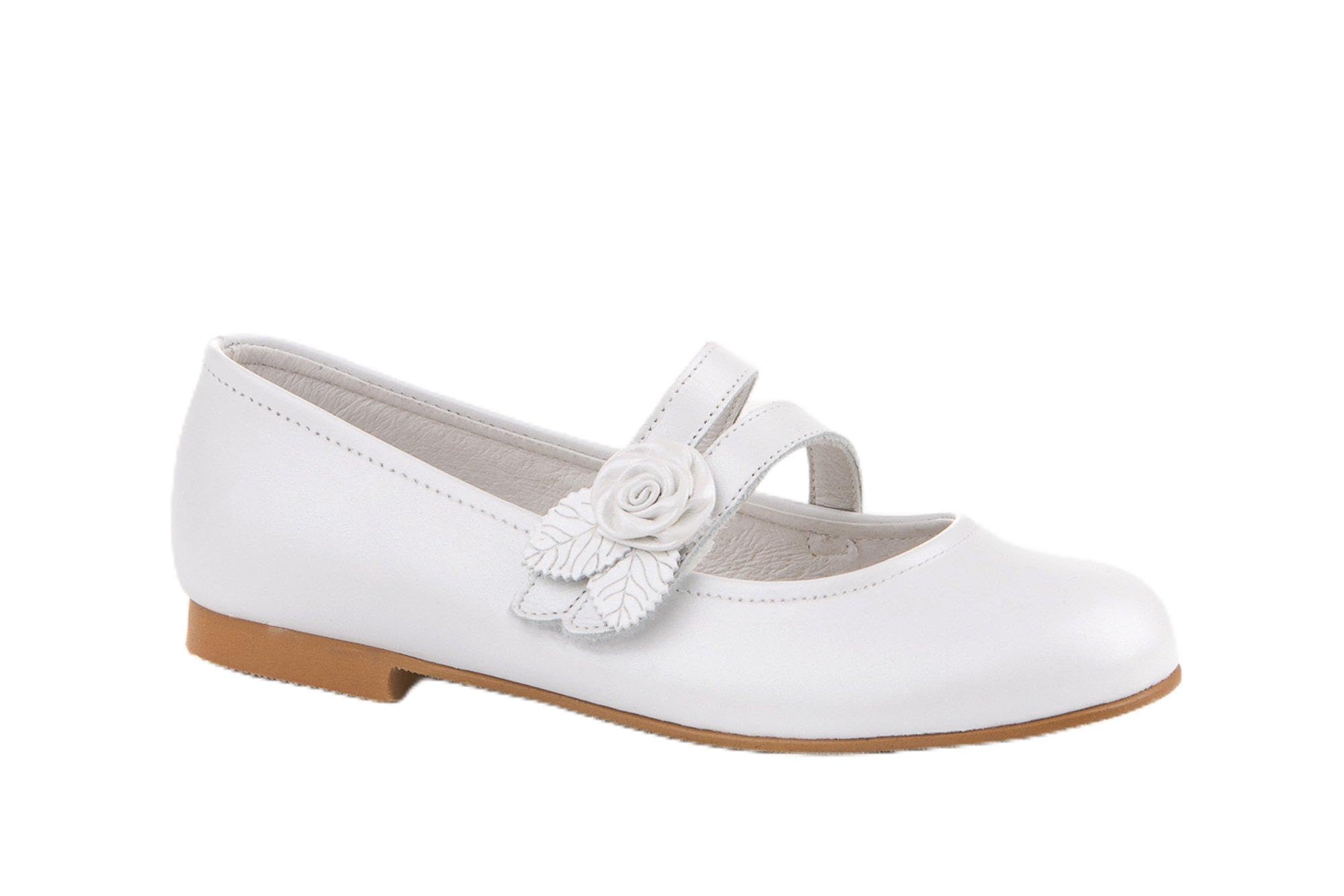 Zapatos de niña Fabricados en Piel para Ceremonia. Calzado de niña Hecho a Mano - MiPequeña Modelo 990v Color Beige.