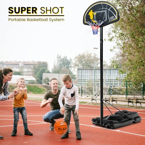 Image of COUGAR Super Shot Portable Basketball Hoop System | Professional Height Adjustable(7.5 to 10ft) Basketball Stand for Kids & Adults | Heavy Duty PE Backboard |110kg Water /Sand Fillable Base & Wheels