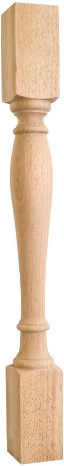35.5 in. Decorative Turned Wood Post (Rubberwood)
