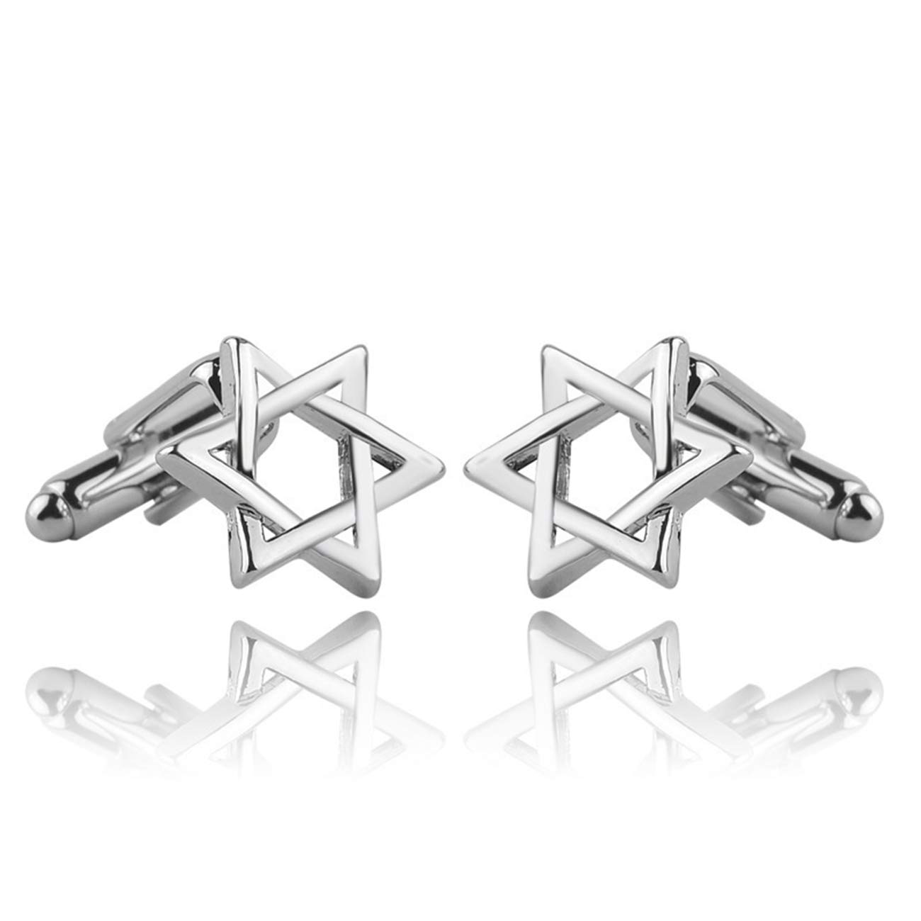 A Pair Cufflinks for Men, for Wedding, for Business Hexagonal Star Shape