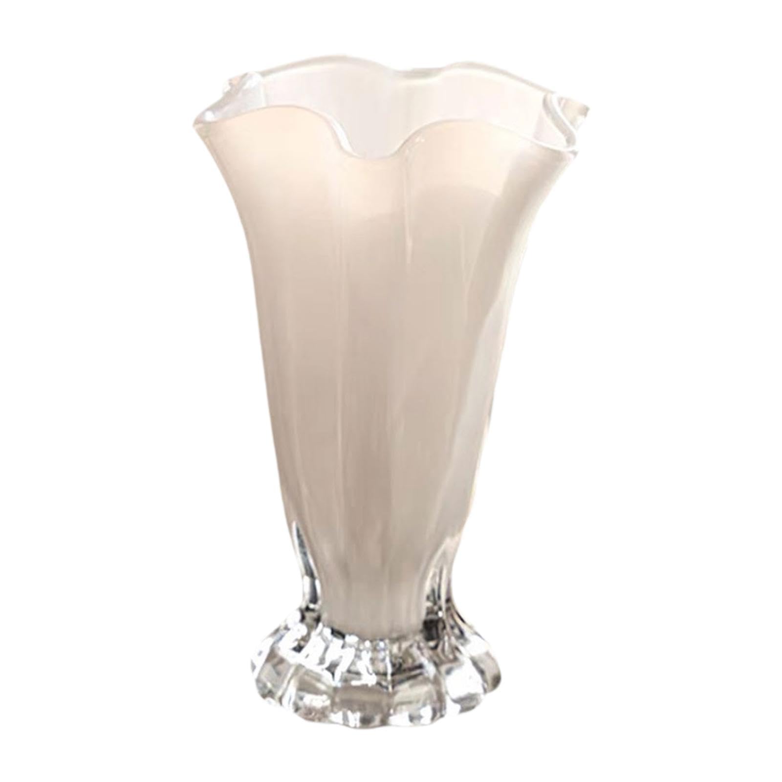 Petals Glass Pot Portable Plant Flower Container for Cafe Dining Room Decor White| Ceramic Decorative Vase | Flower Vase for Home Décor-image-20