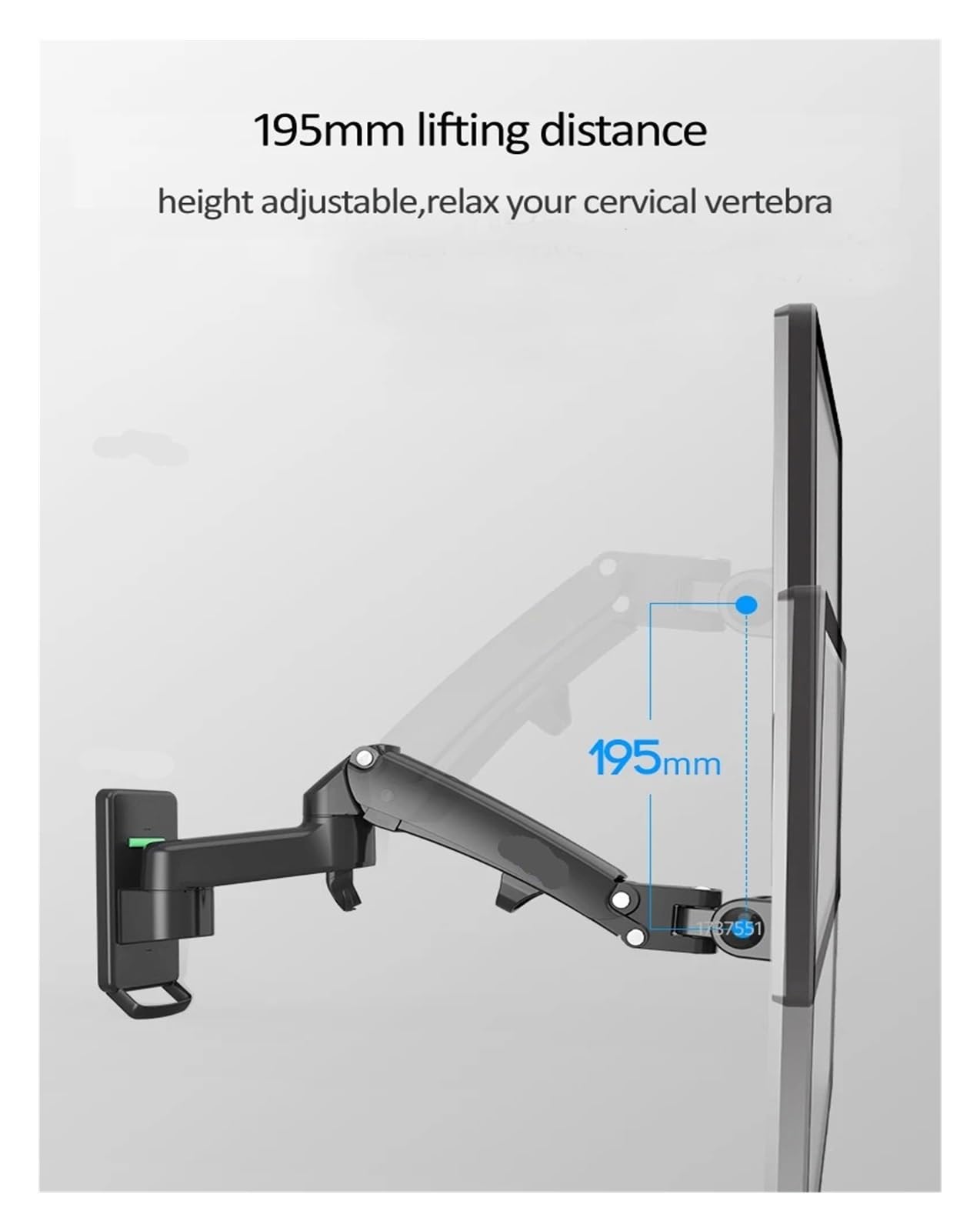 F150 3-12kg Alluminio Molla a Gas Monitor Tv Staffa Da Parete Full Motion 2 Braccio LCD 61"-35" Supporto Monitor Monitor Led Stand (Opaco con Adattatore)