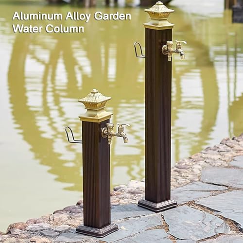 Columna de agua de jardín retro de 112 cm con grifo de latón y soporte 4