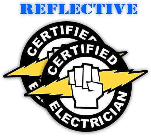 Pair | Reflective Certified Electrician Hard Hat Decal | Helmet Sticker | Lunch Box Label | Tool Box Decal