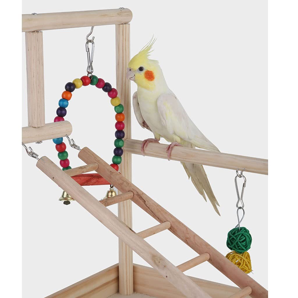 Jaula para Pájaro Parrot Rack Sólido Madera Entrenamiento Pájaro Pájaro Starling Xuanfeng Pequeño Sol Pájaro Jaula Pájaro Pájaro con Lado de Juguete Entretenimiento Lugar Pajarera ( Color : A )