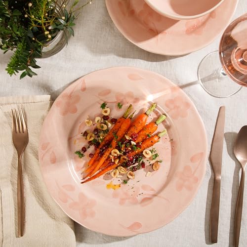 Bloomhouse - 2 Time Oprah's Favorite Things - Made in Portugal Hand Painted Dinnerware Set - Porto Petals 12 Piece (Service for 4) Floral Plates and Bowls Set - Blush Pink by bloomhouse - Image 3