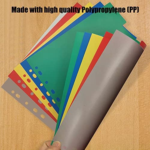 5 Pack File Dividers A4 Subject Dividers 5 Part Folder Dividers with 11 Hole Punched Multi-Color Index Tabs,File Subject Dividers for Office School & Home
