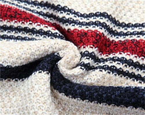 Men's Striped Pullovers Knitted Sweater Casual Crew Neck Lightweight Sweater3