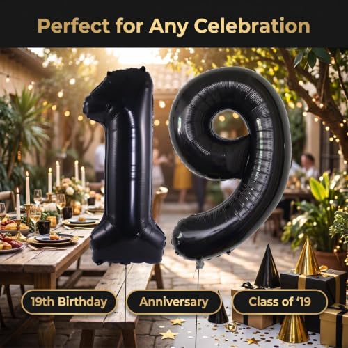 Image of YPSelected 32 Inch Large Foil Helium Number Balloon Birthday Wedding Party 0-9 (Black, 9)