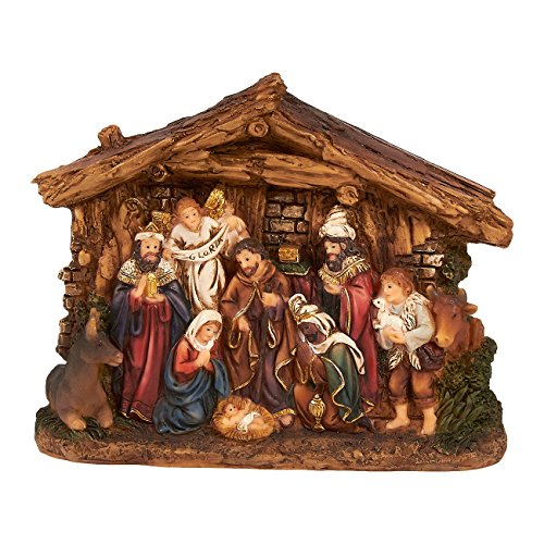 Juvale Nativity Scene - Hand-Painted Christmas Figurine DecorChristian Holy Family Figure with Baby Jesus Nativity Figurine Art Crafts, 6 x 4.5 x 1.6 Inches