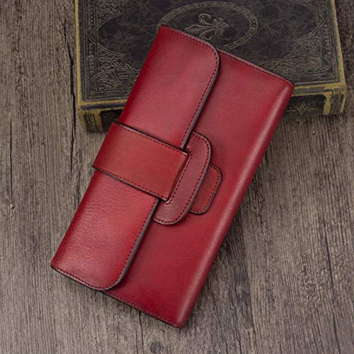 Preisvergleich Produktbild WZV Brieftasche Damen handgemachte Brieftasche Frauen Brieftasche Brieftasche Frauen Lange Reißverschluss Mode,red