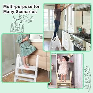 WOOD CITY Toddler Step Stool Foldable for Bathroom Sink, Adjustable 2 Step Stool for Kids Toilet Potty Training Stool with Handles,Child Kitchen Counter Stool Helper, Montessori Kitchen Stools WOOD CITY Toddler Step Stool Foldable for Bathroom Sink Adjustable 2 Step Stool for Kids Toilet Potty Training Stool with HandlesChild Kitchen Counter Stool Helper Montessori Kitchen Stools