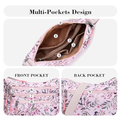 Image of AOCINA Nylon Crossbody Bags for Women Multi Pocket Cross Body Purses