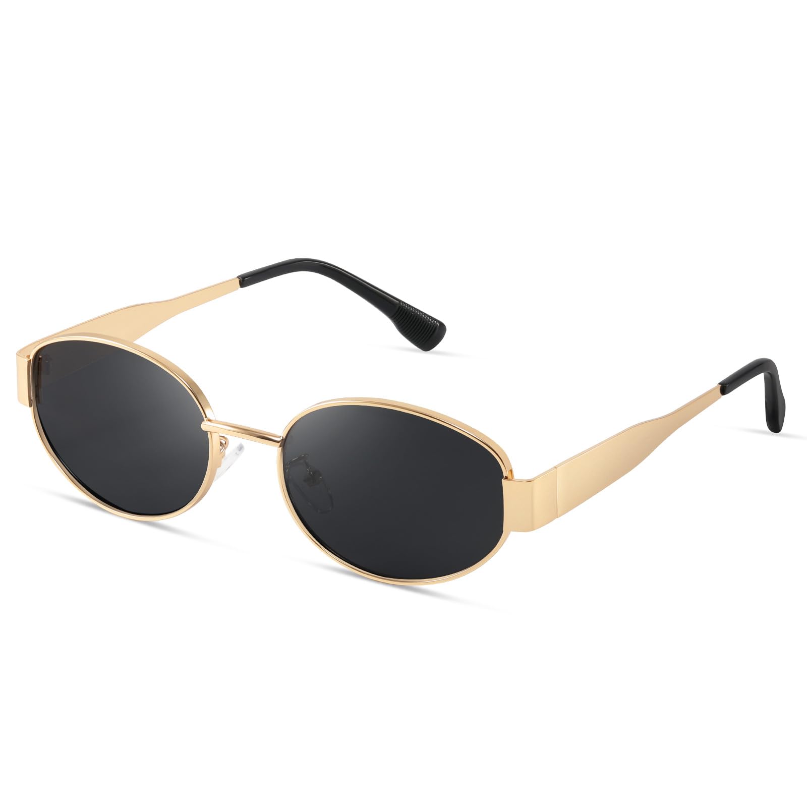kunchu Sonnenbrille-Damen-Polarisiert-Unisex-Herren-Gold-Metal-Retro-Oval-Trendy-Sonnenbrillen-Vintage-Uv400-Classic-Ultraleicht-Schutz,Geeignet FüR Camping-fotografie-Outdoor-Geschenke für frauen