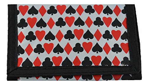 MM Playing Card Design Spades Hearts Diamonds Clubs Trifold Wallet