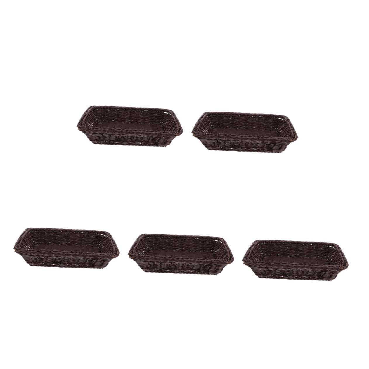TOPBATHY 5 Stück Geflochtener Brotkorb Obstkorb Netter Korb Gewebte Weidenkorb hängender Aufbewahrungskorb Brotkorb für den Tisch Korbaufbewahrung Servierkorb PVC Schwarz Wiederverwendbar
