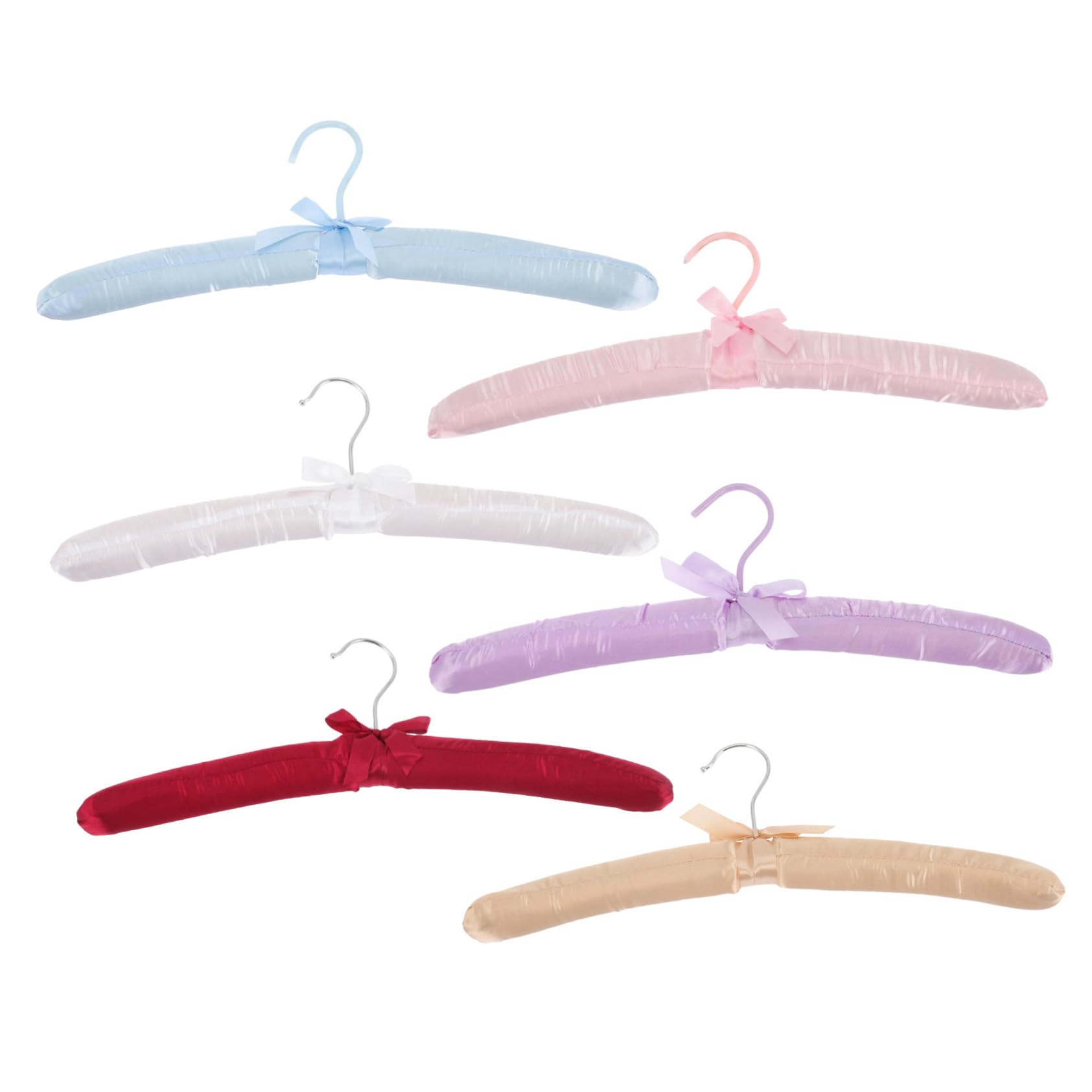 OUNONA 6Pcs Padded Garment Hangers Slip Suit Racks for Wrinkle Clothing Storage Soft Covering Elegant Colors for Organizing Dresses and