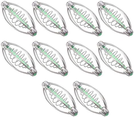 Yosoo Spring Fishing Feeder Bait Cage 10pcs Fishing Bait Trap Cage, Solid Stainless Steel Carp Fishing Feeder Basket Holder Coarse Lure Feeder Carp Lure Fish Accessory Bream Tackle Cage
