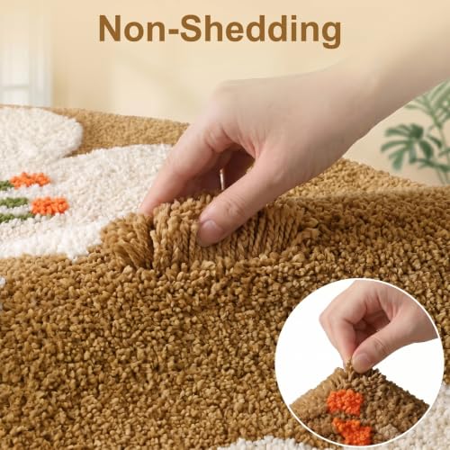 Image of Cute Flower Bath Mat, Ultra Soft Absorbent Bathroom Shower Rug with Non-Slip TPR Backing, Washable Decorative Floor Mat for Bathtub Shower Bedroom Living Room 23.6 inch x 31.5 inch