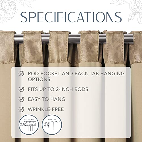 Elrene Blackout Rod Pocket/Back Tab Window Curtain Panel, Fabric, Taupe, 52" W x 84" L (Pack of 1), W 52" x L 84" (1 Panels) - Image 4