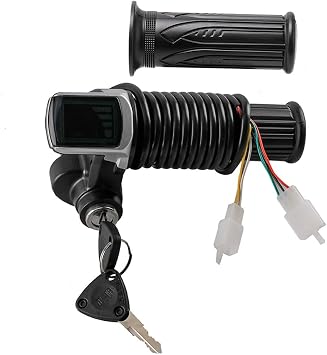 36V Go Kart Handlebar Grips Twist Throttle with Ignition Key Switch LCD Power Indicator 3in1 22mm 7/8" Hand Grips for E-Bike Electric Scooter ATV UTV Quad Moped Buggy Drift Trike Razor MX650