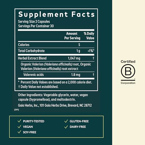 image for Gaia Herbs Valerian Root - Support for Calm & Relaxation to Prepare fo