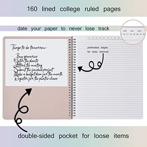 Nelovi Cute Large Spiral Notebook College Ruled, 11" X 9.5" With Durable Hardcover, 160 College Lined Pages With 100Gsm Paper, Inner Pockets, Tab Stickers, Sticky Notes, And Removable Ruler (Cow Print Notebook) #TOP5