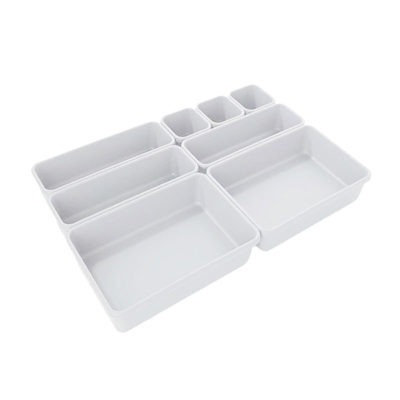ZHSOAO Drawer Organizers Separator Home Office Desk Stationery Storage Box For Kitchen Women Makeup Organizer Boxes For Dog Tags for Bras, Socks, Underwear(White 8Pcs)