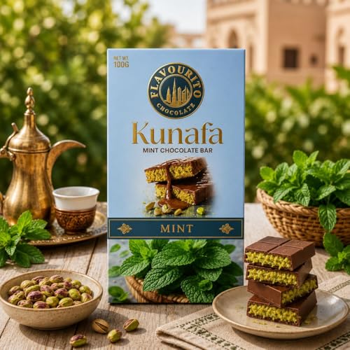 Image of Flavourito Kunafa Pistachio Chocolate Bar 100g, Satisfying, Sharp Snap Of Smooth Milk Chocolate that Gives Way to a Creamy, Rich, and Nutty Pistachio (Mint Pack Of 2) DECADENT FOODS