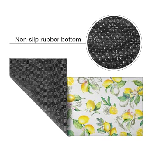 Lemon Kitchen Rugs Set of 2, Farmhouse Lemon Kitchen Rugs and Mats Non-Slip Washable,Yellow Kitchen Decor Floor Mats for Kitchen Sink Laundry Room, 17x30+17x47 Inch by Twyt decor - Used condition - Image 6