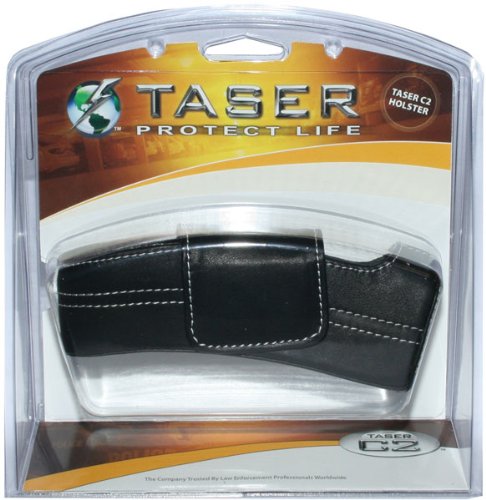 Taser Black Leather Case with White Stitching for Taser Bolt