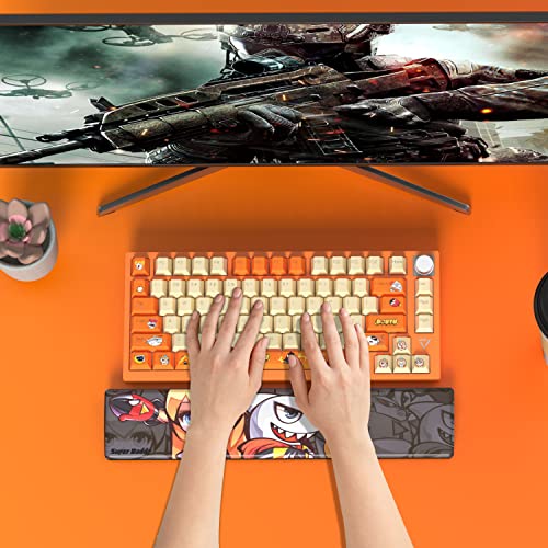 80% Anime Keyboard Wrist Rest Pad, Faux Leather Gaming Wrist Rest For 75% 87-Key Tkl Mechanical Keyboard, Soft Memory Foam Wrist Support, Ergonomic Slope Angle Design (80% Tenkeyless, Black) #TOP6