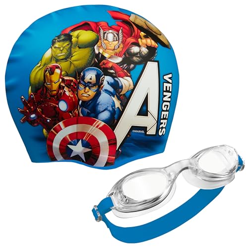 Marvel Set de Gafas Buceo y Gorro Piscina Niño con Protección