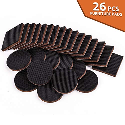 Non Slip Furniture Pads 26PCS Rubber Furniture Grippers, Self Adhesive Anti Skid Furniture