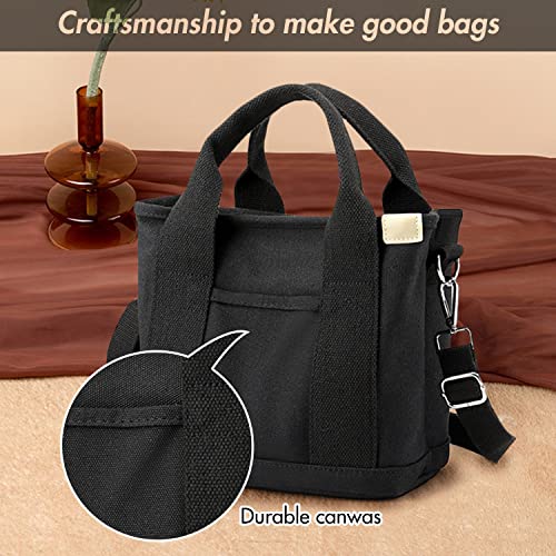 Image of Canvas Tote Bag for Women,Small Totes Bags with Zipper Crossbody Purse with Pockets Large Shoulder Handbag,2 Sizes