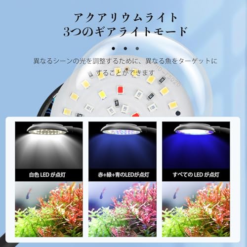 SELATO 水槽 ライト 小型 USB クリップライト 5W / 4色 / 3つモード/ 10段階調光 28個LEDビーズ アクアリウム用 水草育成 観賞魚飼育 (ホワイト) SLT108 の商品画像 3