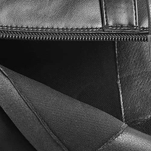 Onlymaker Women's Stiletto Heeled Platform Ankle Boots Zip Up Embellished Boots With Metal Chains Round Toe Autum Booties Nubuck Leather Black Shoes Size 13 #TOP3