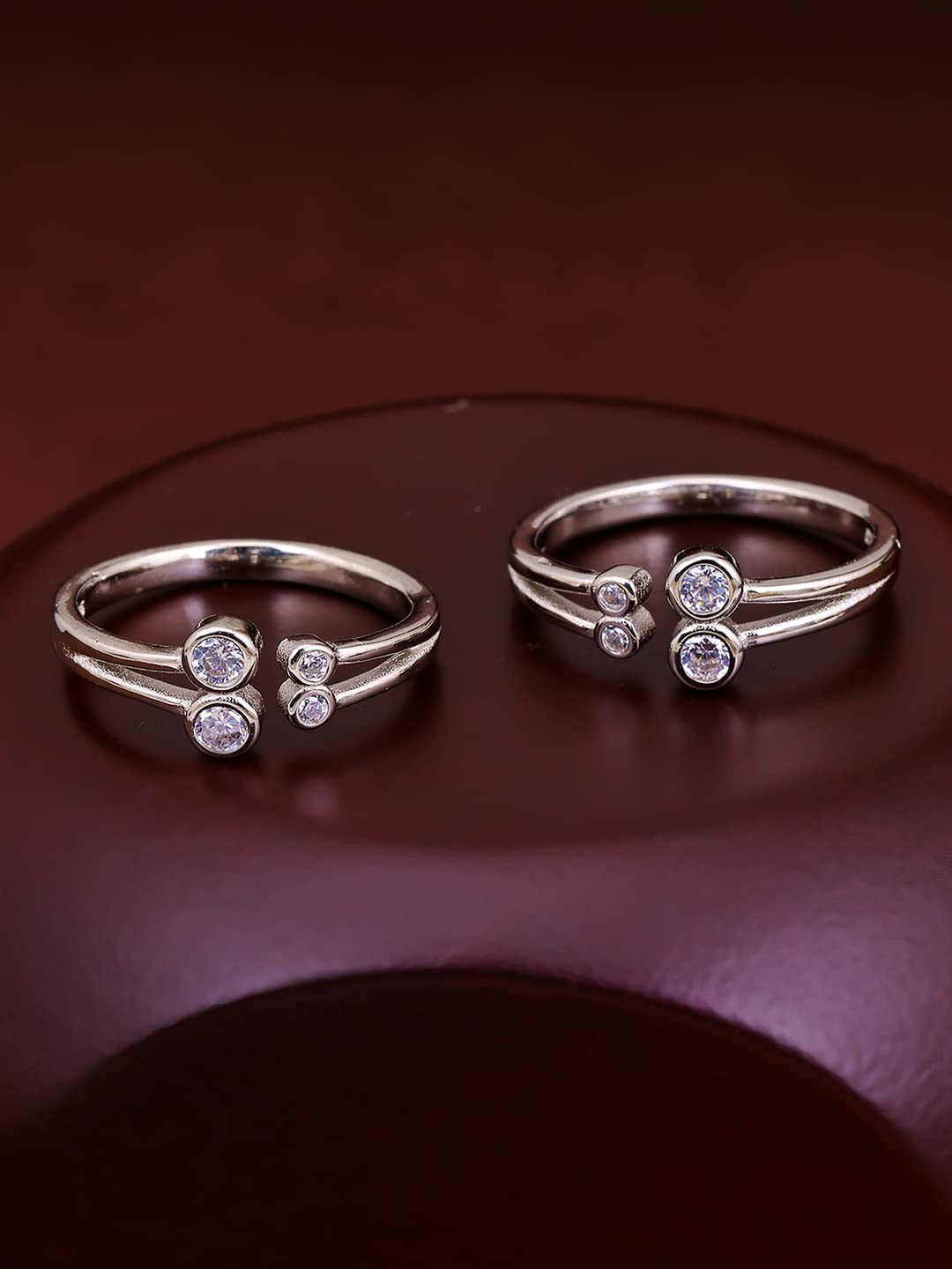 Women's 925 Sterling Silver Cubic Zirconia Toe Rings, Valentine's Gift
