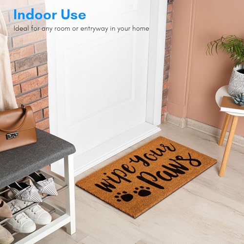 PLUS Haven Coco Coir Door Mat with Heavy Duty Backing, Wipe Your Paws Doormat, 17.5" x 30" Size, Easy to Clean Entry Mat, Beautiful Color and Sizing for Outdoor and Indoor uses, Home Décor