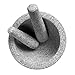 8 Inch Large Capacity Mortar and Pestle Set - One Mortar and Two Pestels - Natural 5 Cups Unpolished Heavy Granite for Apothecary Kitchen